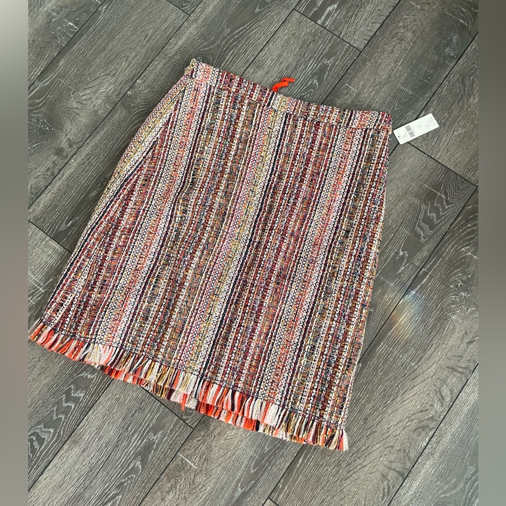❤️ MAEVE by Anthropologie -tweed Multicolor Fringe-Hem Skirt